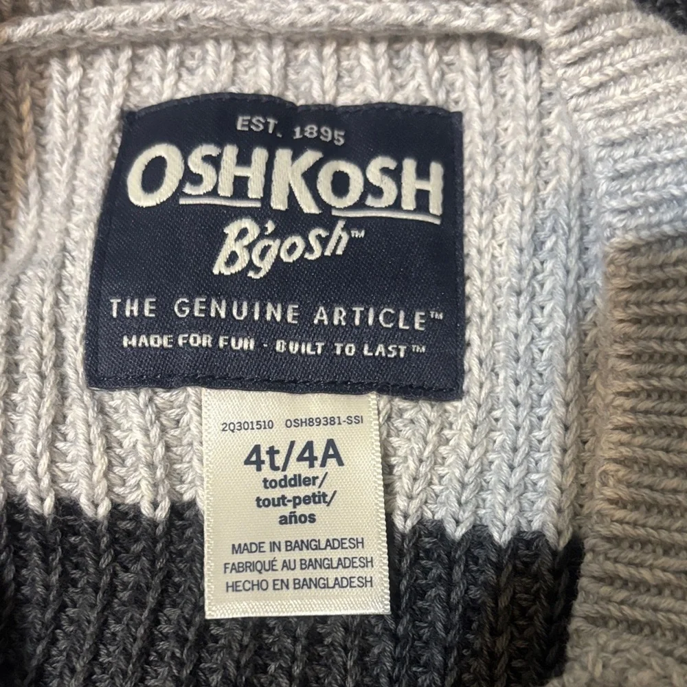 NWT boy’s 4T OshKosh B'gosh Gray and Black Sweater